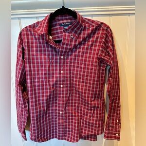 BROOKS BROTHERS Boys SIZE Large Red & White Check Plaid Button Down Shirt